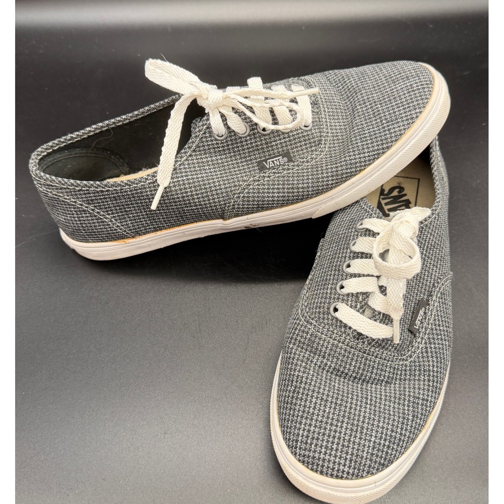Vans Authentic Lo Pro Grey White Houndstooth Textile‎ Sneakers Womens 8 Mens 6.5